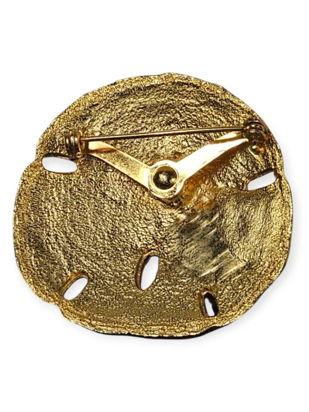 Gold-Tone Sand Dollar Brooch Pin Nautical Beach Jewelry, Coastal Ocean VTG - Picture 2 of 3